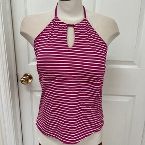 Joe Fresh Pink and White Striped Halter Swim Top size XL